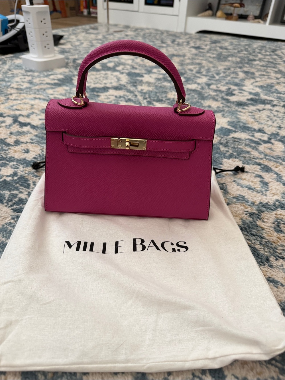Mille Bags Structured Mini Top-Handle Bag in Vibrant Fuchsia